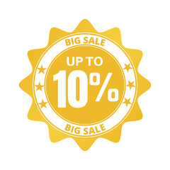 10% big sale discount all styles of sale in stores and online, special offer, voucher number tag vector illustration. Ten