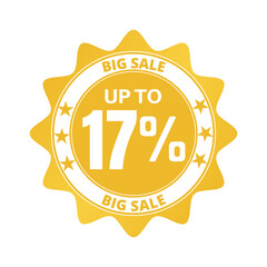 17% big sale discount all styles of sale in stores and online, special offer, voucher number tag vector illustration. Seventeen 