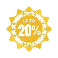 20% big sale discount all styles of sale in stores and online, special offer, voucher number tag vector illustration. Twenty 