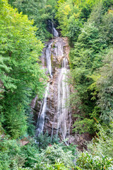 Waterfall; a long and beautiful waterfall is between the forest trees in Turkey Duzce; local name is Guzeldere