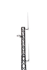 Telecommunication mast or mobile mast with antennas black silhouette isolated transparent png