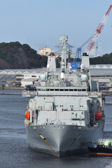 Royal Navy RFA Fort Victoria (A387), Fort Victoria-class replenishment oiler entering the Yokosuka...