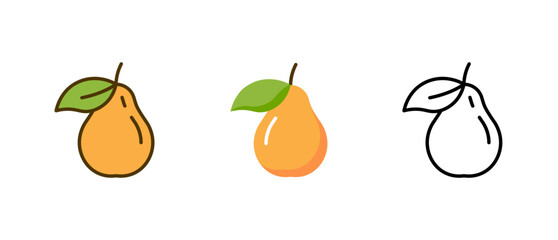 Pear vector illustration icon isolated, pear logo fruit symbol web shape icon.