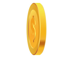 Golden money. Rotating gold coin.