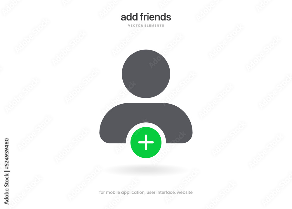 Poster flat isolated vector elements. minimal modern add friend, people, contact avatar icon emblem symbol 