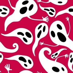 Autumn Halloween seamless cartoon ghost pattern for fabrics and wrapping paper and clothes print and kids