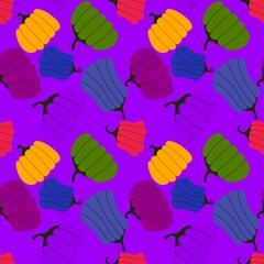 Halloween seamless pumpkins and witch hat and ghost pattern for fabrics and wrapping paper and clothes print