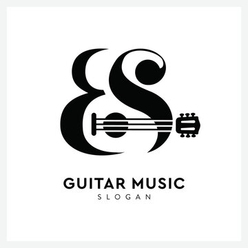 initials ES logo with guitar suitable for music businesses and technology companies