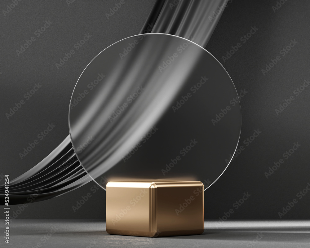 Poster 3d rendering abstract gold platform podium product presentation backdrop