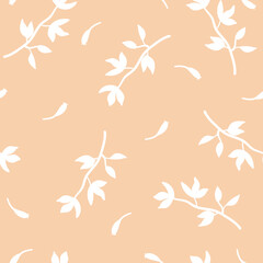 Vector seamless pattern on a botanical theme. Leaves on a pastel background. Pattern for textiles, wallpaper, packaging.