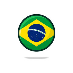 Brazil Flag Icon. Brazil Flag flat style isolated on a white background - stock vector.