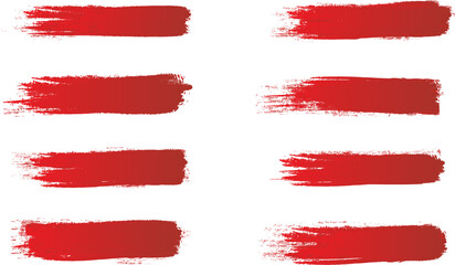 Red brush stroke set isolated on background. Collection of trendy brush stroke vector for red ink paint, grunge backdrop, dirt banner, watercolor design and dirty texture. Brush stroke vector