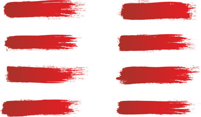 Red brush stroke set isolated on background. Collection of trendy brush stroke vector for red ink paint, grunge backdrop, dirt banner, watercolor design and dirty texture. Brush stroke vector