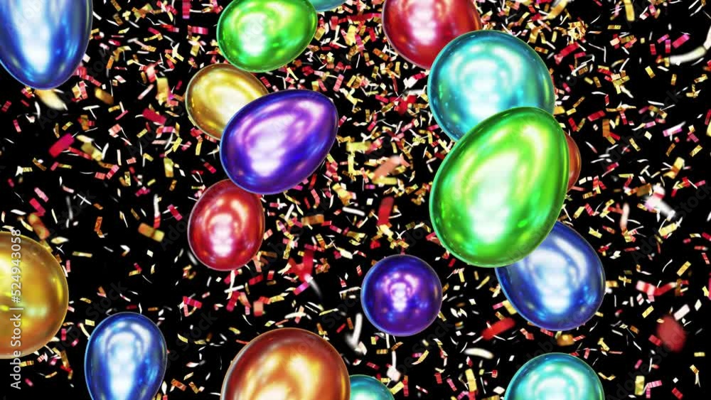 Aufkleber realistic dof camera looping 3d animation of the fancy textured colorful glossy easter eggs falling 