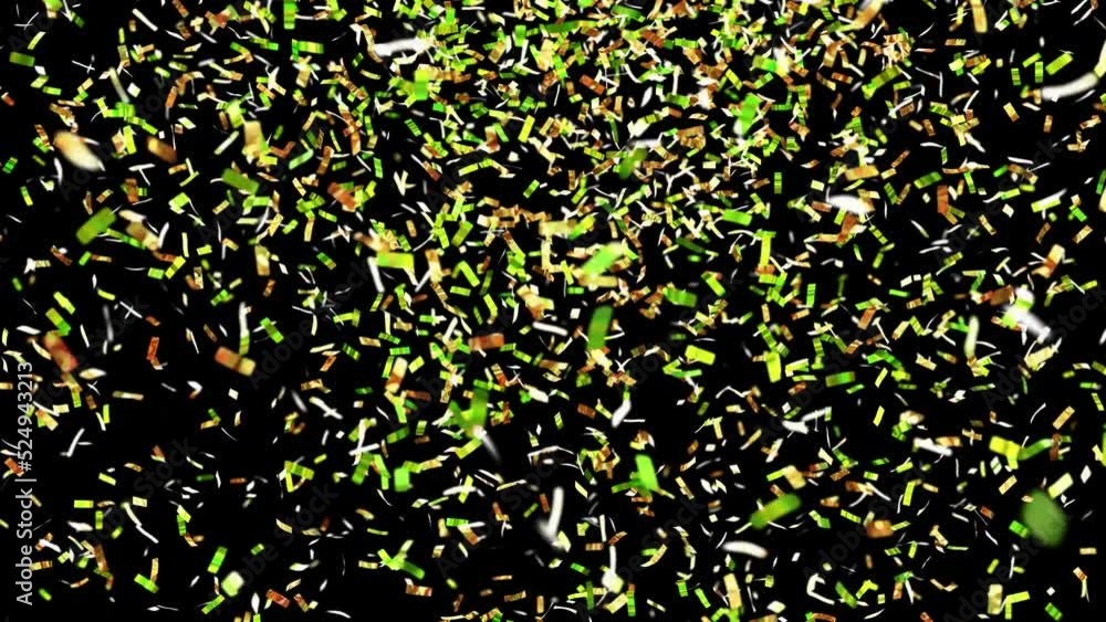 Poster realistic dof camera looping 3d animation of the beautiful green and yellow metallic glittering conf