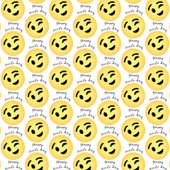 Fototapeta premium Happy world smile day vector, seamless pattern with lovely smiling emoji vector design template