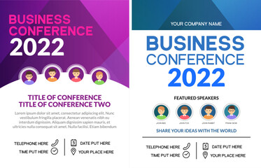 Business conference template banner design corporate seminar. Business meeting forum poster - obrazy, fototapety, plakaty