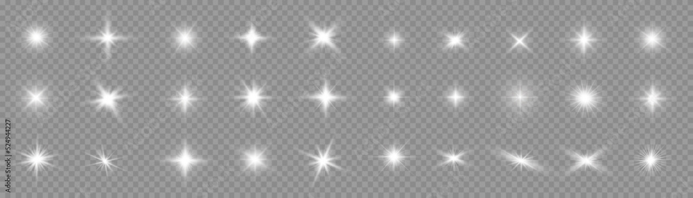 Wall mural glow bright light star, white sun rays, sunshine.