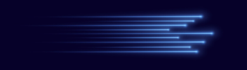 High motion speed, blue light lines, blur rays - obrazy, fototapety, plakaty