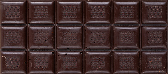 geometrically correct rectangular tile of black natural chocolate