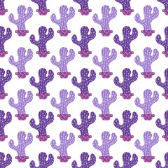 Summer floral seamless cartoon cactus and pot pattern for kids clothes print and wrapping paper and notebooks