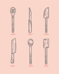 six kitchen equipment icons