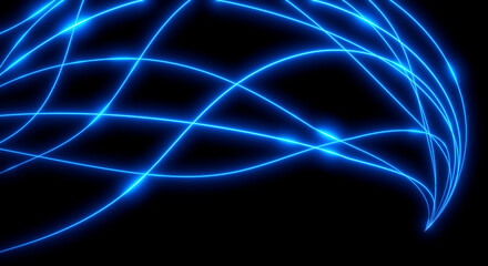 Abstract background. Beautiful colored lines. Magic sparks. Neon swirls. Glow effect. High tech. Sci Fi technology art.