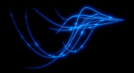 Abstract background. Beautiful colored lines. Magic sparks. Neon swirls. Glow effect. High tech. Sci Fi technology art.