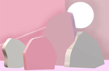 illustration of a pink and white