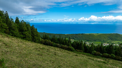 Fototapeta premium Faial Pico Açores, ilha, campo, mar oceano