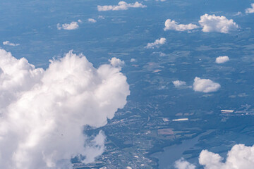 Aerial view of clouds over the Chesapeake Bay areas of Virginia and Maryland the Northern Neck and...