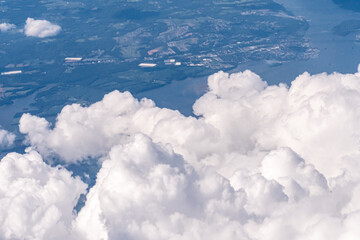 Aerial view of clouds over the Chesapeake Bay areas of Virginia and Maryland the Northern Neck and...