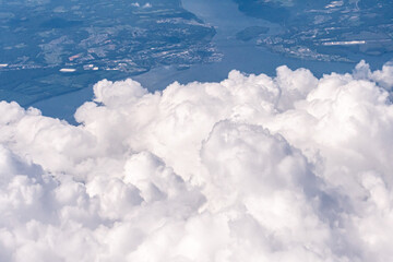 Aerial view of clouds over the Chesapeake Bay areas of Virginia and Maryland the Northern Neck and...