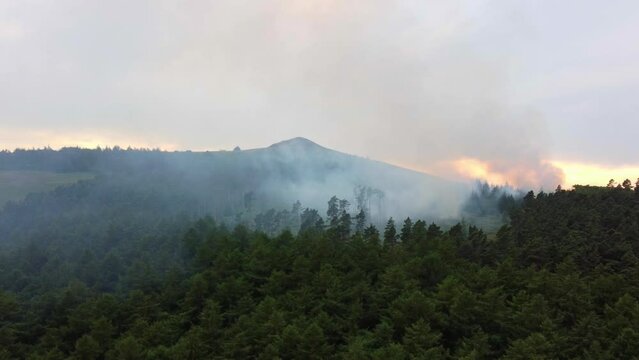 Forest fire at the Derbyshire Peak District during the UK Summer heatwave of 2022