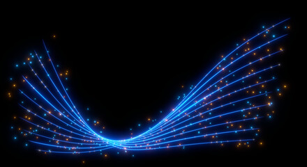 Fototapeta na wymiar Abstract background. Beautiful colored lines. Magic sparks. Neon swirls. Glow effect. High tech. Sci Fi technology art.
