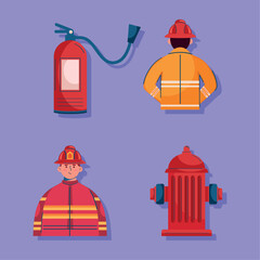 four firefighter service icons