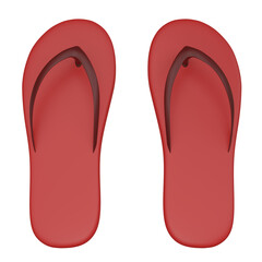 Orange 3D sendals on black background, icon, beachware idea concept. 3D rendering illustration.