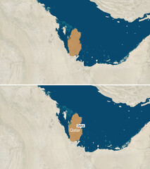 The map of Qatar with text, textless