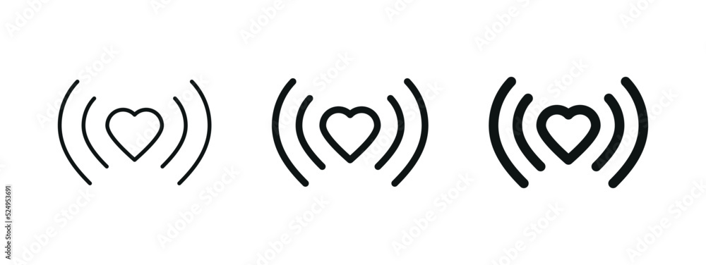 Poster Heart Wifi signal icon. Vector heart connect icon in flat style. Heart signal. Love connection. Love signal. Wifi sign