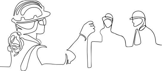 construction manager and engineer working on building site. Vector illustration