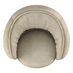 Top view rounded suede khaki single chair, Transparent. Png. 3D rendering
