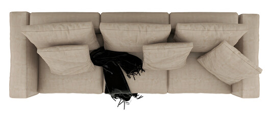 Top view 3 seater cotton transparent. Png. 3D rendering