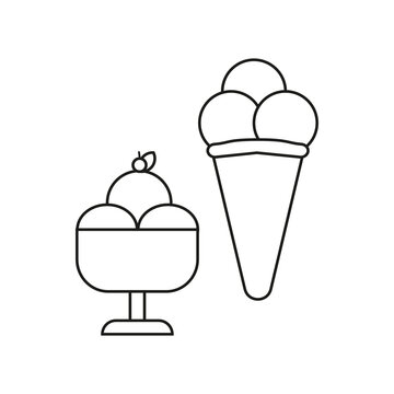 ice cream icons. Sweet food. Vector illustration. stock image. 