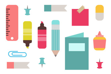 flat vector design stationery items
