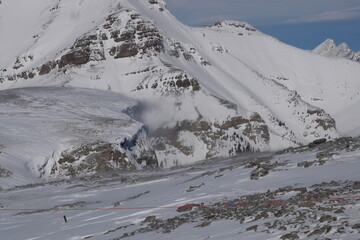 Snow covered mountains at Sunshine Village Ski Slope