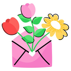 A visually appealing sticker of flower envelope 