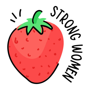 Trendy Doodle Sticker Of Strawberry