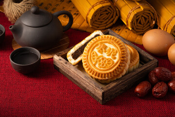 Fresh mooncakes in a festive atmosphere