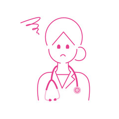 困り顔した女医の上半身