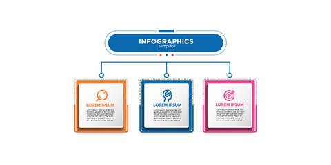 Modern business Infographic design template Vector with icons and 3 options or steps. Can be used for process diagram, presentations, workflow layout, banner, flow chart, info graph